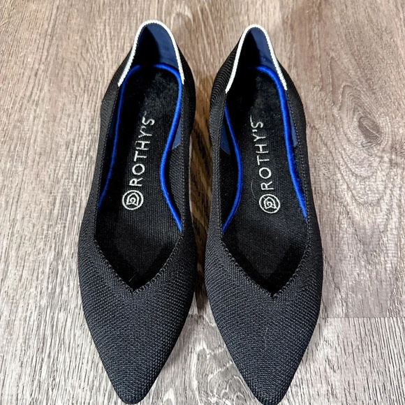 Rothy's The Point Retired Black Halo Flats - Picture 1 of 4